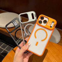 Coque de téléphone magnétique transparente avec support d'appareil photo détachable pour iPhone 17 Pro, coque arrière intégrale anti-jaunissement
