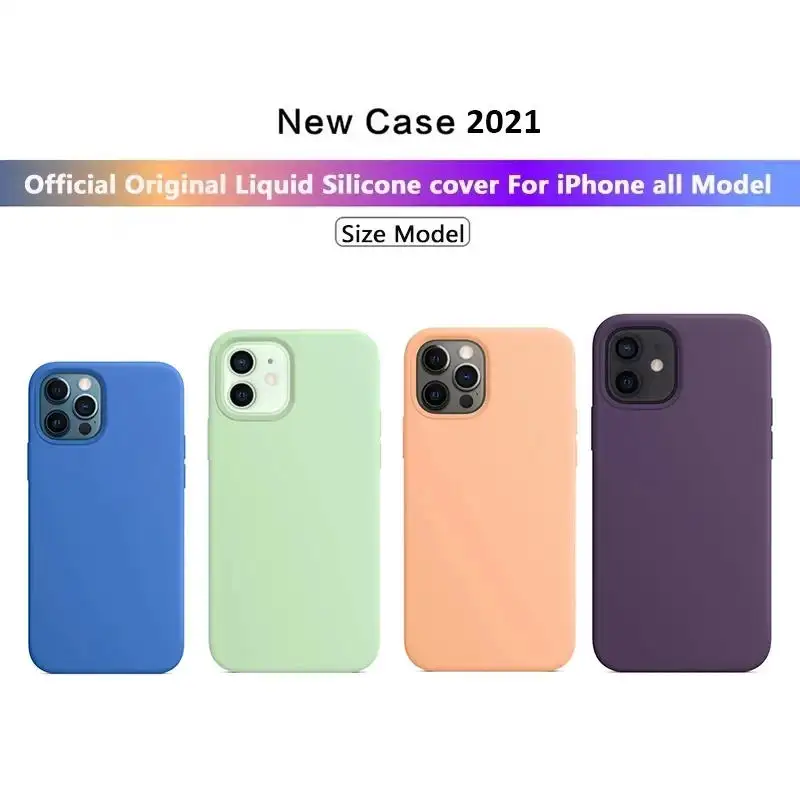 Official Original Silicone Cell Mobile Phone Cases For Iphone 12 13 14 Pro Xs Max Xr X Case For Apple Iphone 7 8 Plus 13 14 Mini
