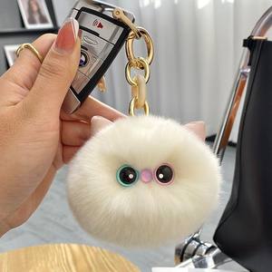 Portachiavi in peluche per gatti carino in vera pelliccia portachiavi per auto borsa portachiavi regalo per donne adolescenti ragazze zaino per bambini borsa regalo di compleanno - Product Image 2