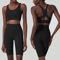 Ensemble de yoga deux pièces personnalisé pour femme grande taille XL, avec soutien-gorge respirant et pantalon cinq-quarts, tenue de fitness couleur chair