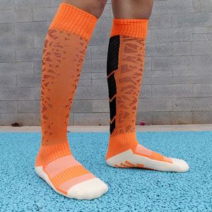 Wholesale Men Crew Soccer Orange Knitted <b>Spring</b> <b>Compression</b> Football Socks - Product Image 1
