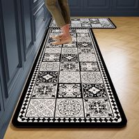 Modern Anti-Fatigue 2pcs Kitchen Mats Set Washable Non-Slip Waterproof Rubber Floor Rugs Comfort Cushion Geometric Pattern 2.5mm