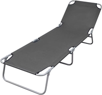 Hangrui Chaise longue de jardin pliante inclinable moderne Lit de relaxation extérieur en métal durable pour terrasse, piscine et parc