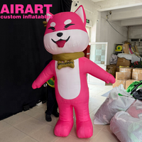 Chat gonflable rose debout avec décoration de collier, Mascotte gonflable pour décoration de produit