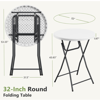 Table pliante de 32 pouces, table ronde haute pliable pour bar à cocktails, sans assemblage, portable, pour mariage, banquet, fête, extérieur