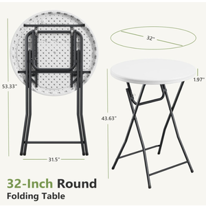 Mesa Plegable de 32 Pulgadas, Mesa Redonda Alta para Bar de Cócteles, Sin Ensamblaje, Portátil, para Bodas, Banquetes, Fiestas, Aire Libre - Product Image 2