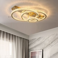 Plafonnier LED moderne, simple et luxueux en acier inoxydable et cristal, super lumineux pour chambre principale et salle à manger