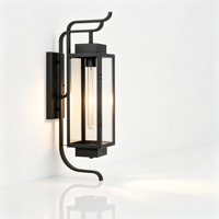 Lanterne murale LED extérieure E27 étanche en fer et verre, style vintage, haute, pour entrée de villa, couloir, escalier, cour