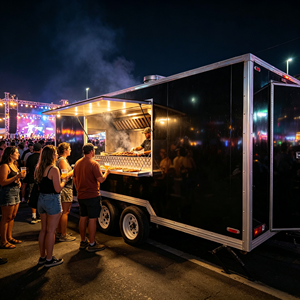 Nouvelle remorque de cuisine mobile extérieure, fermée, pour la vente de nourriture et de barbecue, certifiée CE DOT, à vendre - Product Image 1