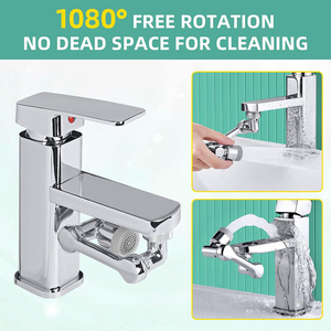 1080 °   Prolongateur de Robinet Universel pour <span class=keywords><strong>Lavabo</strong></span>, Bras Mécanique Rotatif Multifonctionnel en Cuivre pour Robinet d'Eau, Pulvérisateur de <span class=keywords><strong>Lavabo</strong></span> - Product Image 5
