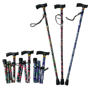 Bâton de marche pliable Cleye en alliage d'aluminium télescopique antidérapant imprimé, bâton de randonnée multifonctionnel pour personnes âgées - Product Image 2