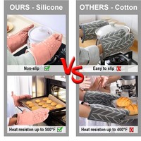 Mitaines rembourrées doublées de coton, tapis de cuisson antidérapants en silicone, mitaines de cuisson personnalisées pour la cuisine, mitaines de four en silicone gris