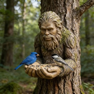 Mangeoire à oiseaux sculptée en résine de haute qualité, faite à la main, durable, résistante aux intempéries, ornement suspendu pour extérieur, jardin, cour, patio - Product Image 3
