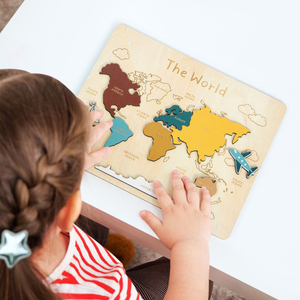 Rompecabezas del mundo personalizado de madera Mapa Montessori Edición de Geografía de madera <span class=keywords><strong>para</strong></span> niños - Product Image 3