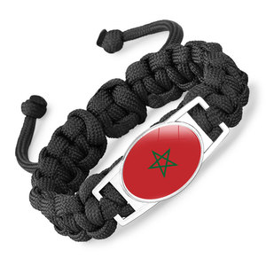 Pulsera de bandera de Marruecos para hombres y mujeres de la misma bandera de nicho, pulsera de paracaídas ajustable tejida, joyería - Product Image 1