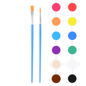 Ensemble de peinture acrylique miniature réutilisable de 12 couleurs, pots non toxiques avec 2 pinceaux, fournitures de peinture écologiques pour papier/<span class=keywords><strong>toile</strong></span>/verre - Product Image 3