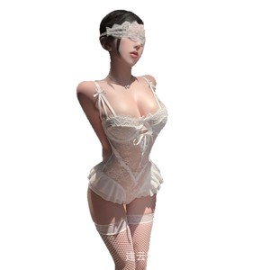Body de encaje sexy con aros, perfecto para lencería erótica nocturna, puro y seductor, estilo qqny. - Product Image 5