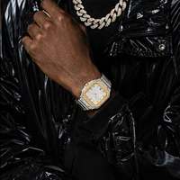 Montre automatique de luxe tendance Hip Hop pour homme, montre-bracelet mécanique en moissanite scintillante pour les vendeurs transfrontaliers, streetwear
