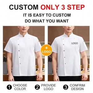 High-end Hot Black Hotel <b>Overalls</b> Single-breasted Wholesale Printed Logo Catering Uniform Chef Jacket <b>Men</b> - Product Image 3