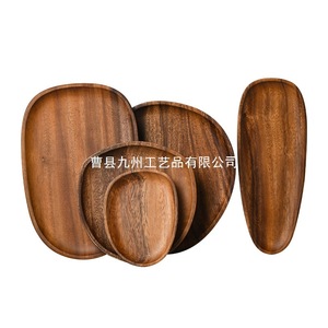Plateau en bois d'acacia, forme ovale irrégulière, fait main, pour servir du café, du thé, usage hôtelier - Product Image 5
