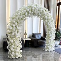 Décoration de scène de mariage moderne en soie blanche, arche florale, arrangement de fleurs artificielles roses, gypsophile et hortensia, toile de fond pour événements