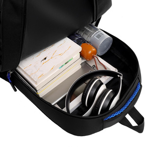 Laptop <b>Backpack</b> For Men Large Capacity Business Travel With Handle Solid Color Blue Interior Laptop Compartment - Product Image 3