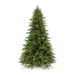 Best Verkopende Feestdecoraties 6ft 7ft 7,5ft Pre-Lit Pe Pvc Gemengde Luxe Groene Opvouwbare Opgehangen Kerstboom Met Warme Lichten