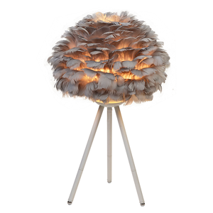 Shinetime Modern <strong>White</strong> Tripod Table Lamp with <strong>White</strong> <strong>Feather</strong> <strong>Lampshade</strong> Feathered Colorful Table Lights Home Decoration - Product Image 3