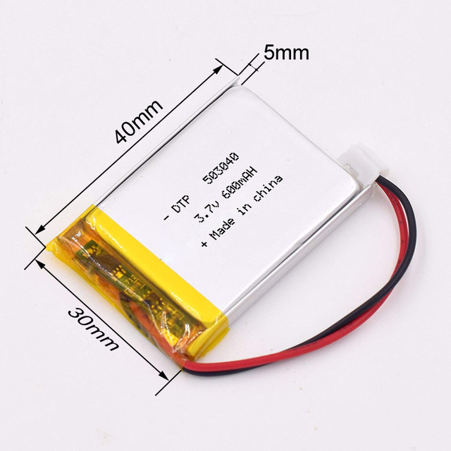 Rechargeable bluetooth speaker battery 503040 3.7v 600mah 2.22wh lithium polymer battery