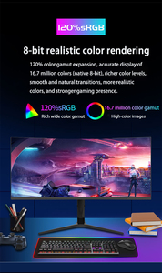 Écran d'ordinateur sans cadre 34 pouces, résolution 2,5K, 120 Hz, 144 Hz, 165 Hz, FreeSync, moniteur LED pour PC, écran incurvé pour jeux, matériel informatique pour jeux - Product Image 3