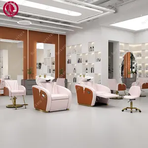 Barbershop Furniture Beauty Salon Equipment Hairdressing Washing Hair Pink Electric Massage Spa Shampoo Bowl Chair