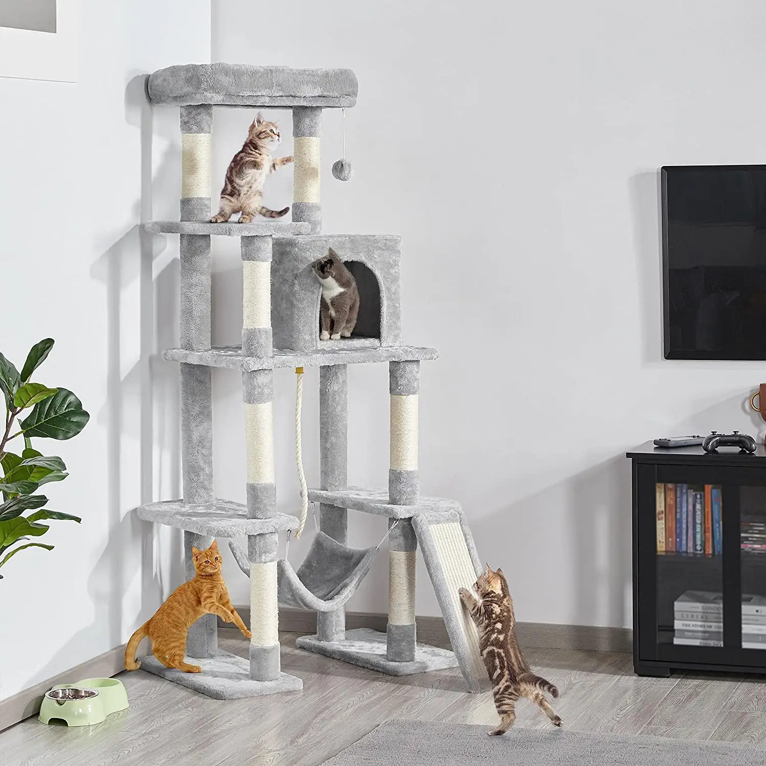 Arbre A Chat Scratching Post короткий плюшевый прочный кошачий дерево с кошачьими центрами активности