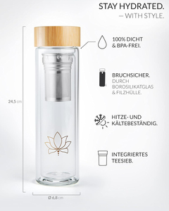 Vendita calda doppia parete frutta <span class=keywords><strong>infusore</strong></span> di tè di vetro coperchio di bambù palestra classica tazza per bere - Product Image 5