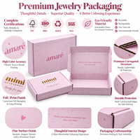 Boîte d'expédition personnalisée rose en carton ondulé pour bijoux avec logo imprimé, emballages cadeaux pour colliers et boucles d'oreilles pour petites marques