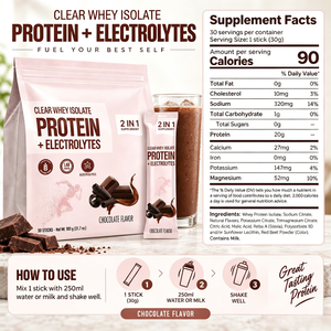 Clear <span class=keywords><strong>Whey</strong></span> Isolate & Electrolyte Powder, Mezcla de Bebida para Recuperación Post-Entrenamiento Sin Azúcar, 30 Sobres (900g) - Product Image 2