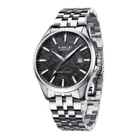 Reloj Mecánico Personalizado para Hombre, Estilo Minimalista, Caja de Acero Inoxidable, Correa con Esfera de Meteorito, Reloj Automático de 50 m con Cristal de Zafiro
