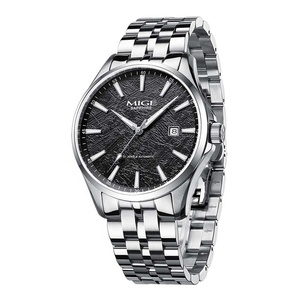Montre mécanique personnalisée pour homme, style minimaliste, boîtier et bracelet en acier inoxydable, cadran en météorite, montre automatique, cristal saphir, 50 m - Product Image 1
