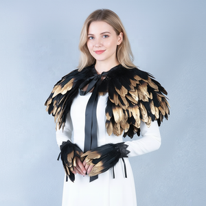 Capa de Plumas Exagerada Estilo Steampunk Gótico, Acessórios para Ombros, Fantasia de Halloween para Mulheres - Product Image 3
