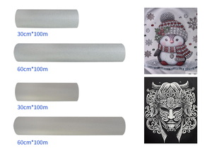 ฟิล์ม PET DTF สีเงินกลิตเตอร์แบบม้วน ขนาด 24 นิ้ว <span class=keywords><strong>30</strong></span> ซม. 60 ซม. สำหรับพิมพ์ลายแบบรีดร้อน ยี่ห้อ Goosam Special Single Side Cold Peel Heat Transfer Printing - Product Image 3