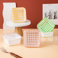 Belle boîte à gâteau Bento de Camping pour enfants peinte à la main en plastique Macaron Dessert et Mousse emballage de cuisson boîte à crêpes carrée