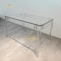 Table de mariage rectangle en acrylique transparent clair de luxe moderne personnalisé pour banquet de mariage avec dessus en verre pour événement