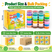 Set Tanah Liat Kering Udara 36 Warna untuk Anak-Anak, Lembut dan Ringan, Termasuk Alat Pahat, Kotak Hadiah Label Pribadi OEM