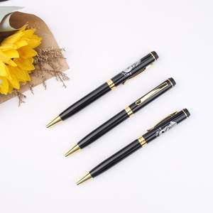 Stylo de luxe en métal noir avec clip doré, logo personnalisé, largeur d'écriture 1,0 mm - Product Image 3