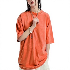 T-shirts surdimensionnés pour femmes, personnalisés OEM, de haute qualité, tendance, effet délavé, col rond, doux, respirants, respectueux de la peau, pour l'été - Product Image 4