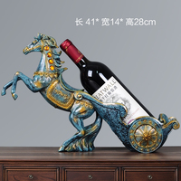 Porte-bouteilles de vin en forme de chariot à chevaux de style européen, sculpture créative artistique personnalisée en résine époxy, objet de collection animalier d'art populaire