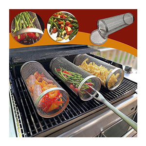 BBQ-Netzröhre 8 Zoll 12 Zoll – Der beste Edelstahl-Grillzylinder für den Außenbereich, rund, 2 Stück, rollender <span class=keywords><strong>Grillkorb</strong></span> - Product Image 1