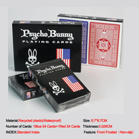 Jeu de 2 paquets de cartes, en PVC recyclé, cartes à jouer en plastique imperméables, PsychoBunny Poker, Poker, Bridge, Index standard