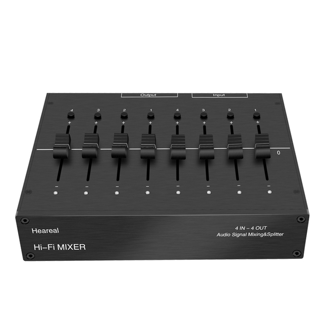 New 4 in 4 Out Audio signal Mixing Distribution Pre-amplifier EQ Equalizer Headphone Amplifier