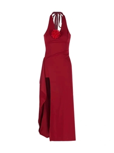 Elegante Vestido Maxi Rojo con Cuello Halter, Adornos Florales <span class=keywords><strong>y</strong></span> Abertura Alta, Moda de Verano para Mujer, <span class=keywords><strong>Vestidos</strong></span> de Verano 2026 - Product Image 5