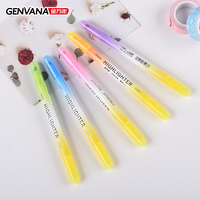 Lot de surligneurs pastel biseautés double-pointe, 6 couleurs, pour l'école et le bureau